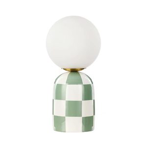 Archie Green Checker Table Lamp (32cm)