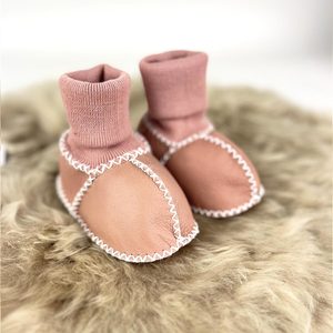 Sheepskin Baby Booties - Pink
