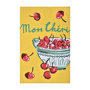 Mustard Yellow: Summer Fruits Cheri Tea Towel