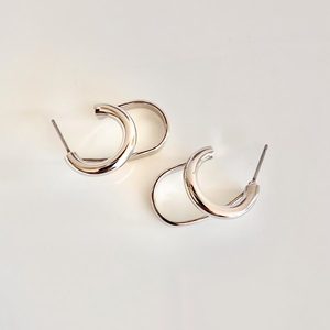 Double Loop Silver Earrings