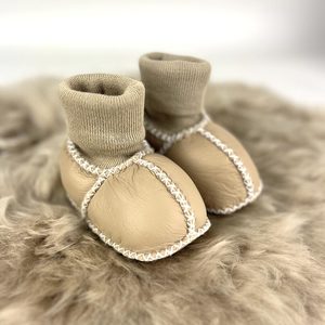 Sheepskin Baby Booties - Sand Brown