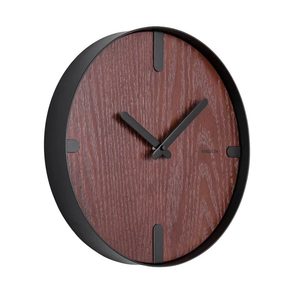 Dashed Wall Clock - Walnut/Black (30cm)