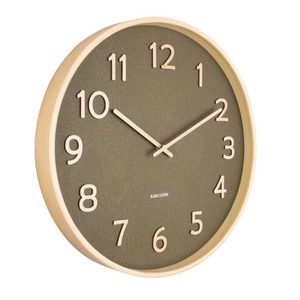 Pure Wood Grain Wall Clock - Medium Moss Green (40cm)
