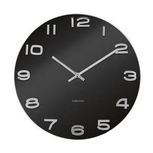 Vintage Round Black Glass Wall Clock (35cm)