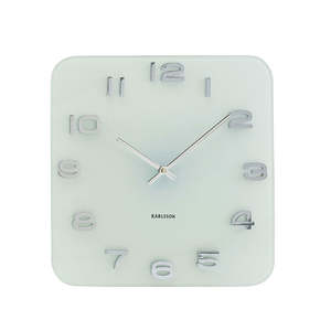 Vintage Square Glass Wall Clock - White (35cm)