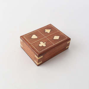 Single Playing Card Box - Natural/Brass