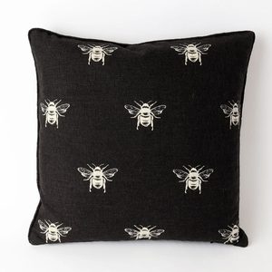 Multi Bee Cushion - Black (45cm)