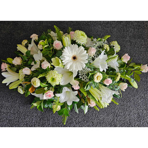 Products: Full Casket Spray - Pink & White Kora Floral Boutique