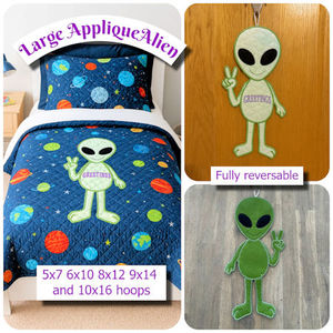 Large Applique Alien - Kreative Kiwi Embroidery Designs