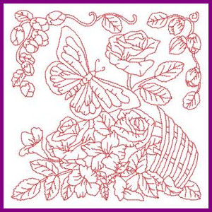 Products: Garden Delight Redwork Applique Machine Embroidery Design