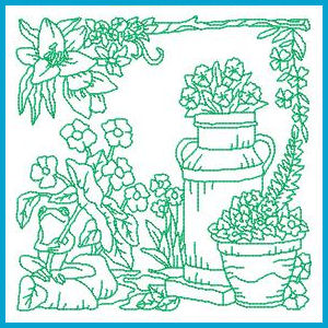 Products: Garden Delight 2 Redwork Applique Machine Embroidery Design