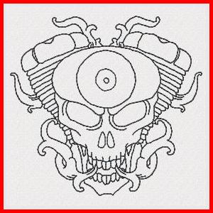 Moto-Mania Redwork Applique Machine Embroidery Design