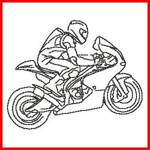 Motorbikes Redwork Applique Machine Embroidery Design