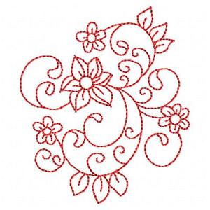 Products: Florals Redwork Applique Machine Embroidery Design
