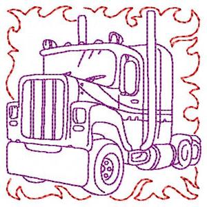 Products: Trucks Redwork Applique Machine Embroidery Design
