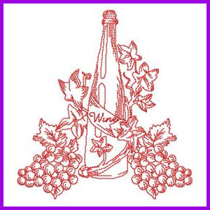 Products: Wine Redwork Applique Machine Embroidery Design