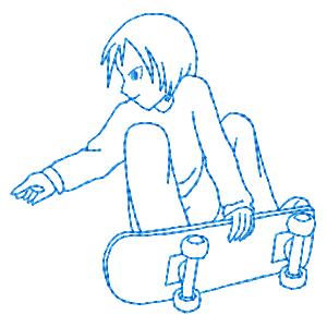 Skateboardz Redwork Applique Machine Embroidery Design