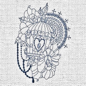 Products: Vendela Collection 01 Redwork Applique Machine Embroidery Design