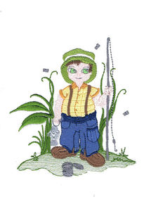 Hooked On Fishing Filled Applique Machine Embroidery Design