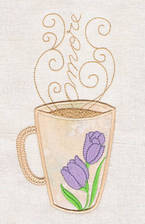 Love Coffee Applique Machine Embroidery Design
