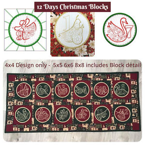 12 Days of Christmas Machine embroidery designs and In the hoop blocks