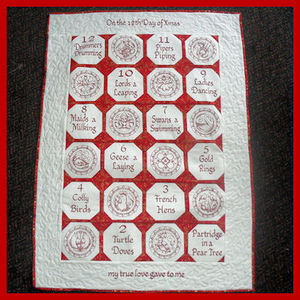 Products: 12 Days of Xmas Redwork Applique Machine Embroidery Design