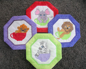 In the hoop Animal Coasters Applique Machine Embroidery Design