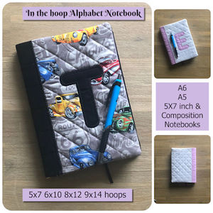 Products: In the hoop Applique alphabet Notebook Cover