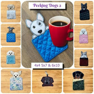 Peeking Dog Coaster Collection 2 - Kreative Kiwi Embroidery Designs