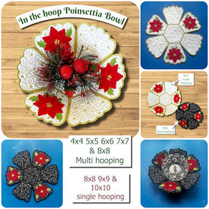 In the hoop Poinsettia Christmas Bowl - Kreative Kiwi Embroidery Designs