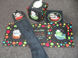 Bathroom Buddies Filled Applique Machine Embroidery Design