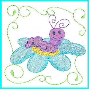 Products: Beautiful Bugs Filled Applique Machine Embroidery Design