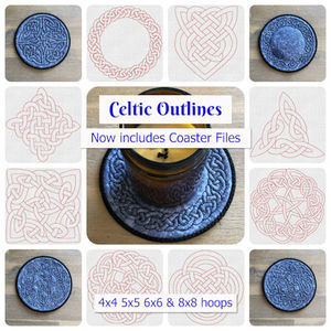 Celtic Outlines Redwork Applique Machine Embroidery Design