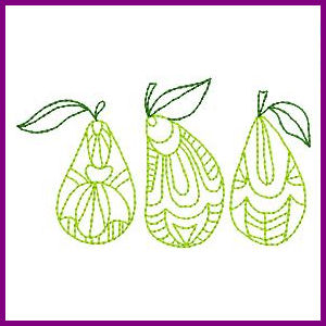 Chunky Veges Redwork Applique Machine Embroidery Design