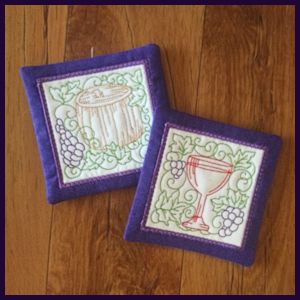 In the hoop Colored Wine Coasters Applique Machine Embroidery Design