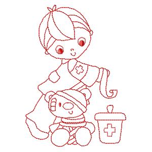 Products: Doctors and Nurses Redwork Applique Machine Embroidery Design