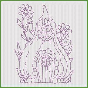 Products: Fairy Town Redwork Applique Machine Embroidery Design