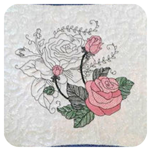 A Touch of Color Redwork Applique Machine Embroidery Design