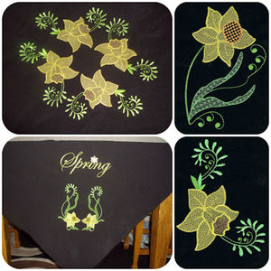 Products: Daffodils Filled Applique Machine Embroidery Design