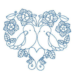 Products: Beautiful Birds Redwork Applique Machine Embroidery Design