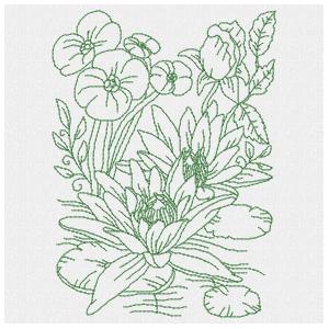 Products: Floral Sketches 2 Redwork Applique Machine Embroidery Design