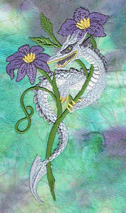 Flower Dragon Filled Applique Machine Embroidery Design