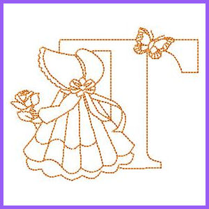 Sunbonnet Alphabet Applique Machine Embroidery Design