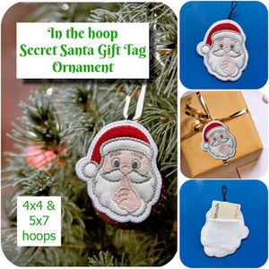 Products: In the hoop Secret Santa Ornament - Machine Embroidery Catalogue Kreative Kiwi
