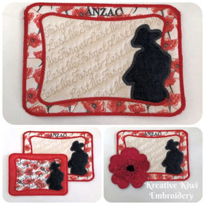 Free In the hoop ANZAC Mug Rug