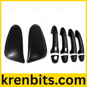Hilux: Black Mirror Covers + Door Handles Kit Suitable for Toyota Hilux 2015 - 2023
