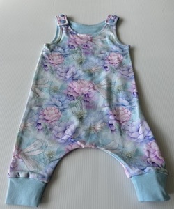 Products: Blue Floral Harem Romper - Baby & Kids Clothing NZ Kruizey Kidz NZ