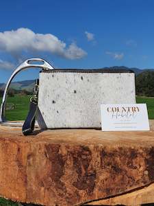 The Small Toronto - White with Black Cowhide Clutch