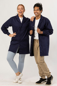Products: Essential Knit Cuff Lab Coat - Navy