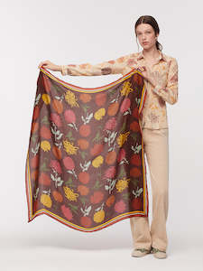 Nice Things Kiku Printed Scarf - Brown